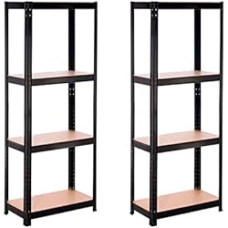 THINIA HOME Pack 2 Estanterías Metálicas con 4 Baldas Ajustables 148x60x30cm 240Kg