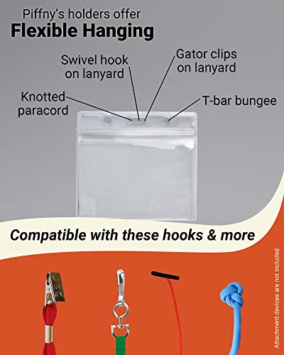 Piffny Horizontal Id Name Badge Holder,Clear Plastic Id Badge Holder, Resealable, Waterproof - Business, School, Events Favors (3.5 X 2.25 Horizontal 12 Pack) #TOP5