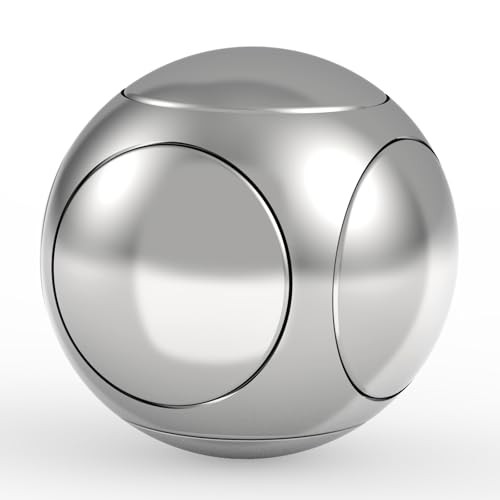 Image of Fidget Hand Roller Metal Stress Ball Finger Anxiety Relief Fidget Spinner Toy for Kid Adult, Handheld Fingertip Gyro Kinetic Toy Stocking Stuffer Birthday Valentine Gift - Silver