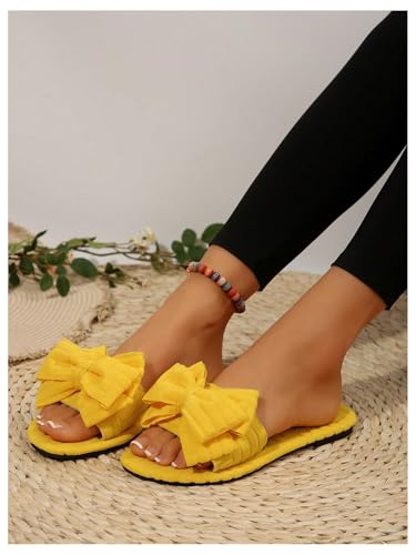 GORGLITTER Women's Bow Knot Flat Sandals Open Toe Slip On Slide Slipper Flats4