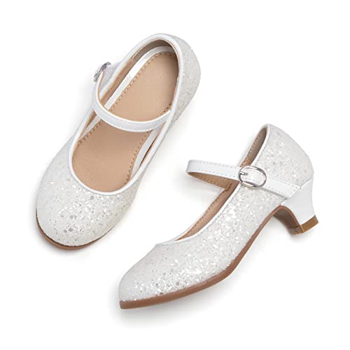 Image of THEE BRON Girls Low Heel Dress Shoes Mary Jane Party Wedding Flower Girl Pumps