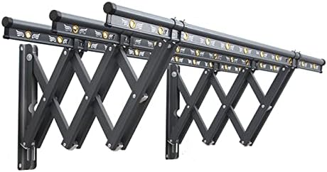 2M Wall-Mounted Retractable Clothes Drying Rack, Foldable 3-Pole Aluminum Alloy Laundry Rack, Space-Saving Airing Solution, Grey, Perfect for Home and Apartment Use