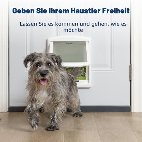 PetSafe Staywell Praktische 2-Wege-Haustiertür, schnelle Installation, einfache Montage, 2-Wege-Verriegelung, Katzenklappe für alle Haustiere, klein, Weiß