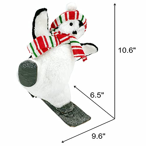 Naturevibe Nature Vibe 10.6 Inches Sisal Skiing Penguin Christmas Decor With Hat And Scarf For Christmas Table Decorations thumb #1