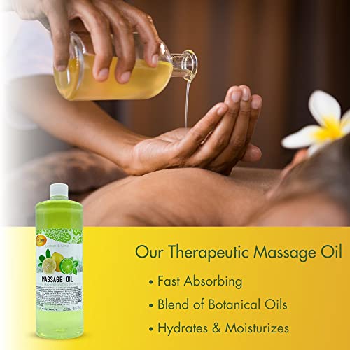 Spa Redi - Massage Oil, Lemon And Lime, 32 Oz - Professional Full Body Massage Therapy, Manicure, Pedicure - Relax Sore Muscles And Repair Dry Skin, Enhanced With High Absorption Oils And Vitamin E #TOP5