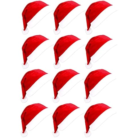 SORANGEUN 12pcs Comfortable Classic Santa Claus Hats for Adults, Red Xmas Hats for Men & Women, Gorros De Navidad Cover