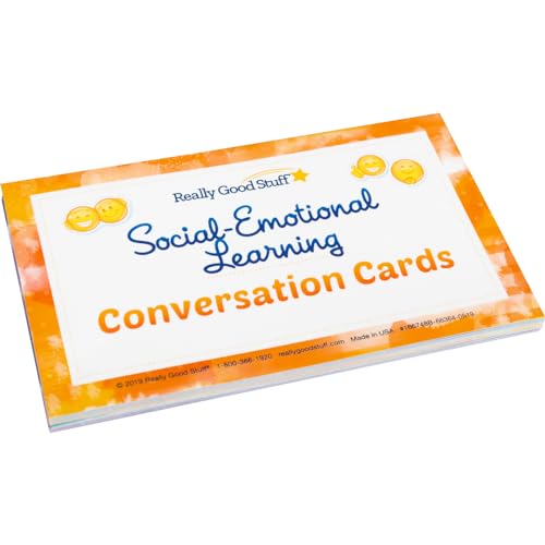 Image of Really Good Stuff Social-Emotional Learning Conversation Cards for Home | Set of 18, Ages 5+, Kindergarten+, Help Kids Learn & Discuss Feelings-Activities to Express Emotions