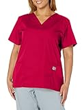 ScrubZone Women's V-Neck Short Sleeve Scrub Top, Red, 4X