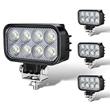 VEGITOR LED Arbeitsscheinwerfer 12V/24V, 2200LM 25W, IP67 wasserdicht, Rückfahrscheinwerfer LED, 5700K, Zusatzscheinwerfer für Traktor, LKW, Offroad, 4 Stück