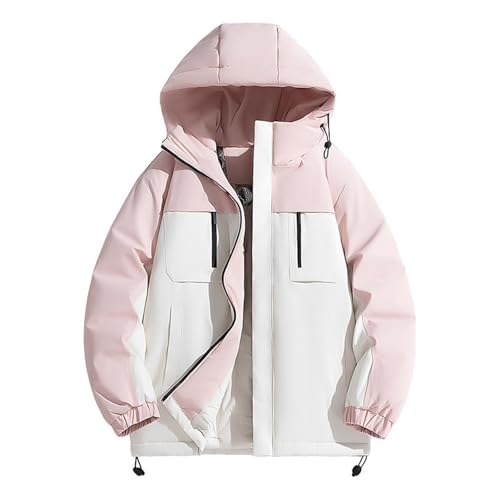 Vhersily 2025 Chaqueta de esquí de montaña impermeable Parka de nieve cálida acolchada de invierno abrigo de esquí con capucha de invierno cortavientos chaqueta de viaje para mujer con bolsillos
