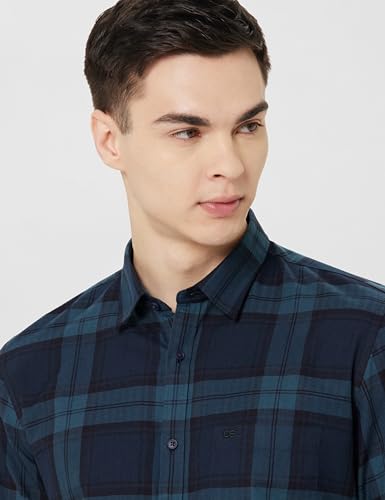 Image of Peter England Men's Checkered Cotton Shirt | Smart Casual | Full Sleeves