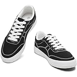 Witwatia Black Sneakers for Women Low Top Canvas Shoes Black Tennis Shoes Women's Comfortable Fashion Sneakers US 9.5