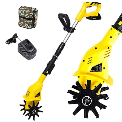 コードレス電動耕運機、4000mAhバッテリー、幅10cm、深さ25cm、庭の土壌や雑草用のポータブルロータリー耕運機 Backpack battery
