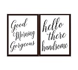 WeiaMaoYi Good Morning Gorgeous Hello There Handsome Master Bathroom Decor Fixer Upper Style Master Bathroom Decor Farmhouse Signs