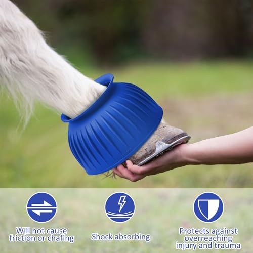 Image of Abbylike Bell Boots for Horses 1 Pair /2 Pair Available, Protect Against Hoof Impact Trauma, Rubber Bell Boots Horse Care for Turnout, No Rub Design Wrap Hook and Loop