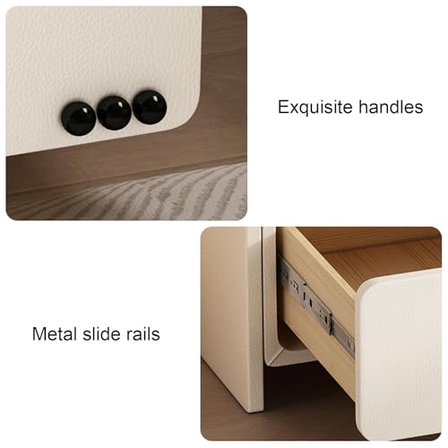 Yajuer White Nightstand Set Of 2, Small Wood Bedside Tables with Storage Drawers, Modern Nightstand, Small Night Stands for Bedrooms Hallway Nursery(Khaki)