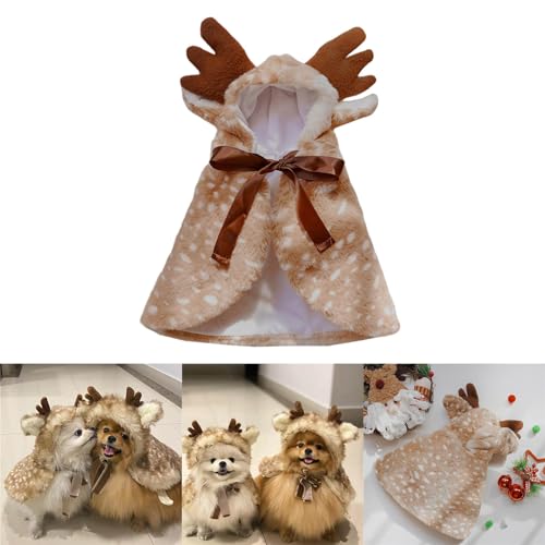 Laikoutd Hunde Umhang Dress Up Kostüm Foto Requisiten Haustier Weichhorn Rentiere Umhang Weihnachten Rentier Themen Cosplay Süße Weihnachtszierkleidung