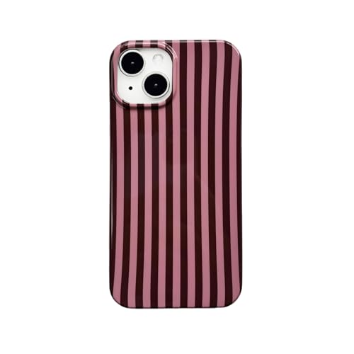 Coque iPhone 14 et 13 rayures marron foncé vertical protection 6.1 pouces