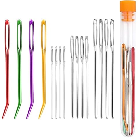 Pack of 16 Blunt Needles with Large Eyes, Yarn Knitting Needles Made of Stainless Steel Sewing Needles Wool Needles Sewing Needles Large Eye for Crochet Projects Cover