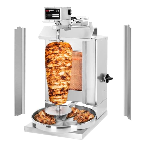 GGM Gastro | DOK1 | Machine à kebab professionnelle/Grill gyros à gaz - 1 brûleurs - 3,25kW - pour 5kg de viande - à poser - livré avec 1 broche et 2...