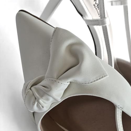 LUMINOSA Women’s Pointed-Toe Bow Slingback Heels2