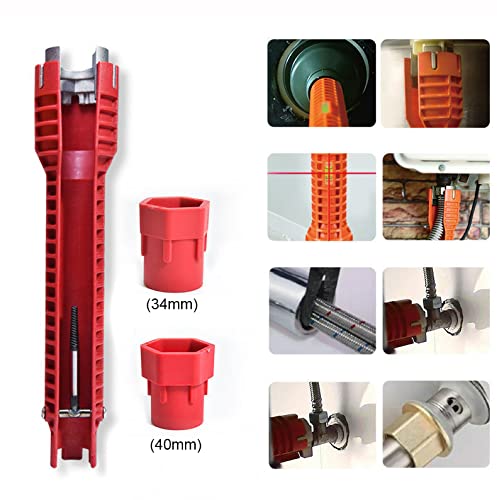Duories Sink Key Tap Wrench Multifunctional Tap Sink Installer Key Plumbing Tools for Kitchen Bathroom Toilet Bowl Water Pipe Sanitary Repair Tools - Image 2