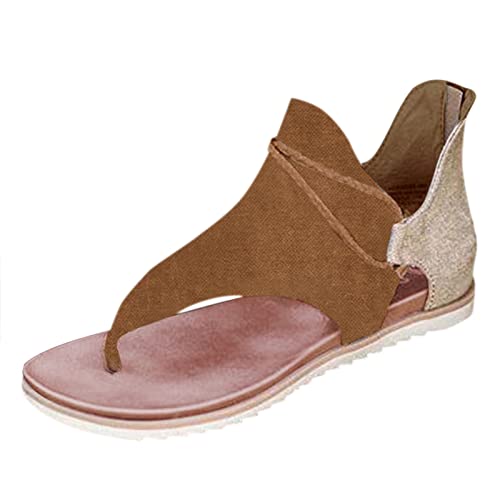 Gladiator Sandals Women Flats Summer Brown Slip-On Shoes