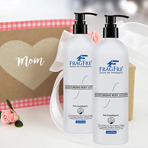 Fragfre Moisturizer For Sensitive Skin 16Oz: Non Comedogenic Zinc Oxide Lotion - Parabens Free Hypoallergenic Fragrance Free - Sun Protection For Oily And Combination Skins - Argan Oil Vegan No Gluten #TOP1