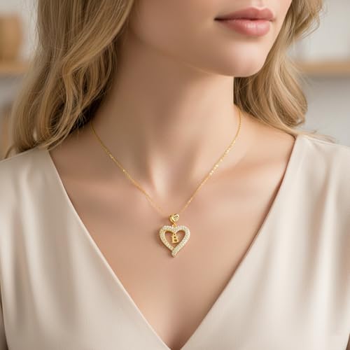 Collier cœur en plaqué or blanc 18k avec initiale de A à Z et chaîne argent - 2