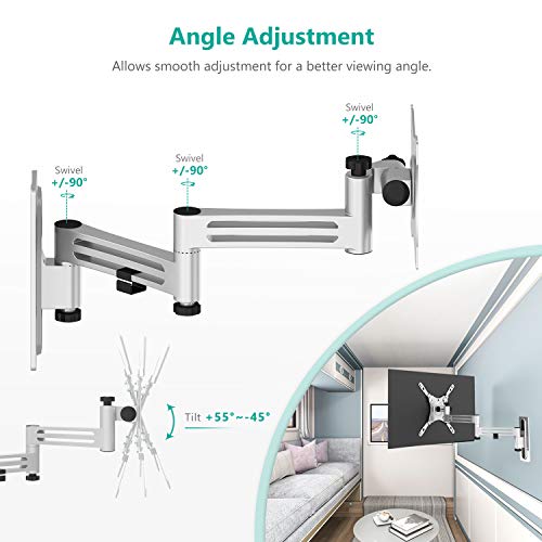 Image of WALI RV TV Mount, Lockable TV Wall Mount for Camper Trailer Motor Home, Full Motion Anti-Vibration Arm for 13-43 inch LED, LCD Flat Screens and Monitors, up to 33lbs (1343LK)