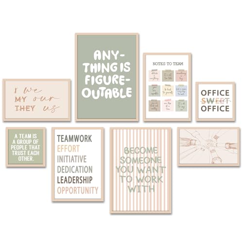 Décoration inspirante pour travail d'équipe : lot de 8 cadres en bois Faccito pour vos bureaux