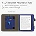 kwmobile Case Compatible with Kobo Libra Colour - Cover Faux Nubuck Leather e-Reader Flip Case - Dark Blue