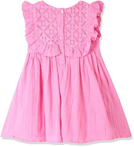 Image of miniklub Girls Pink Self Design Fit & Flare Dress