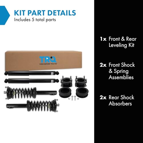 Image of TRQ Front and Rear Complete Strut Assembly & Shock Absorber Kit Leveling Kit Shock & Spring Strut Assembly Compatible with 2006-2010 Jeep Commander 2005-2010 Grand Cherokee