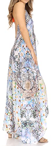 Image of Sakkas Lizi Womens Maxi High-Low Halter Handkerchief Long Dress Beach Party