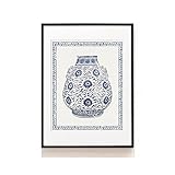  Poster da Parete Poster E Stampe Stampe d\'Arte Orientale Stampe su Porcellana Cinese Murales in Porcellana Bianca E Blu Poster da Parete in Porcellana retrò Vintage Art - 50X70Cm