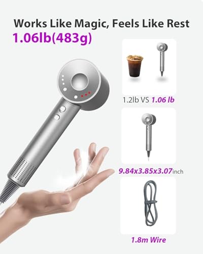 Image of Skmei 2005 Hair Dryer, 3 Min Fast Drying-160000 RPM Professional High Speed Blow Dryer 200 Millions Negative Ionic Care Hair Dryer, Low Noise Thermo-Control Hairdryer, Travel with Magnetic Nozzle
