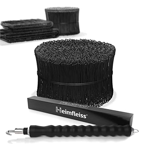 Heimfleiss® Torsadeuse + fil de fer recuit de PVC 1,4 x 100-300mm (1000 pcs.) - Set de qualité torsadeuse fil de fer & fil de ligature - Fermeture de fil de...