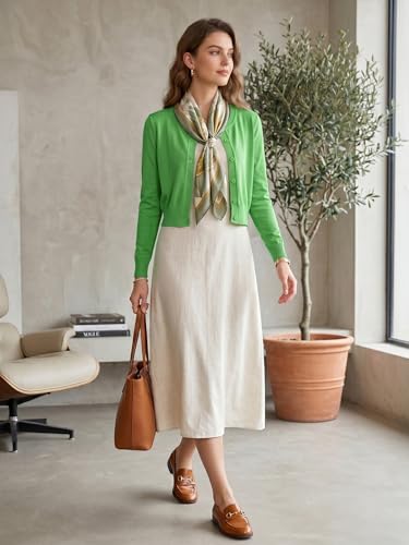 Image of LETDIOSTO Cropped Cardigan Bolero Shrug for Women, Button Down Long Sleeve Knit Sweater for Dresses,for Jeans, XS to XL