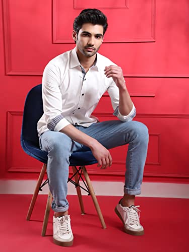 Image of SHIRT THEORY White Solid Cotton Full Sleeves Casual Shirt II Solid Cotton Shirt for Men II Stylish Shirt for Men II Men Casual Shirt II Luxury Shirts for Men ||