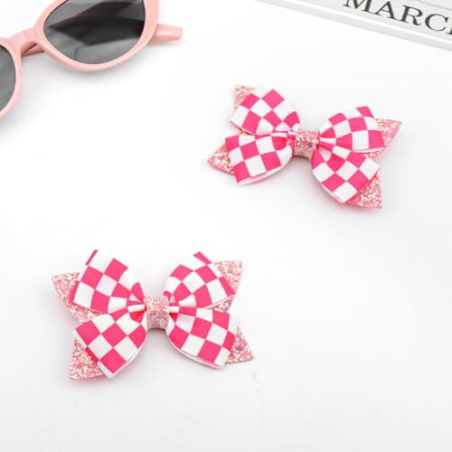 Pinzas para cabello con lazo a cuadros rosa, 2 unidades miniatura 7