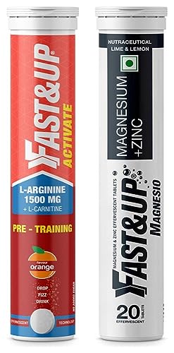 Fast&Up Activate- Pre-training Drink- 1500 mg-Orange Flavour- Pack of 20 Effervescent Tablets & Fast&Up Magnesio - Restful Sleep Supplement - (20 Effervescent Tablets, Lime & Lemon Flavor) (B0CDDV7YTP) Amazon Price History, Amazon Price Tracker