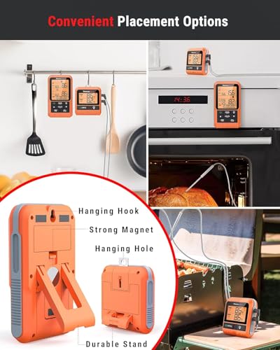 Image of LABART ThermoPro TP826 500FT Wireless Meat Thermometer for Cooking and Grilling, Dual Temperature Probe Food Grill Thermometer with HI /Low Alert& Kitchen Timer, IPX4 Smoker BBQ Thermometer for Oven