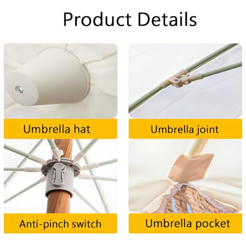 Parasol de balcon de 200cm avec franges chic et 8 baleines robustes anti-UV - 5