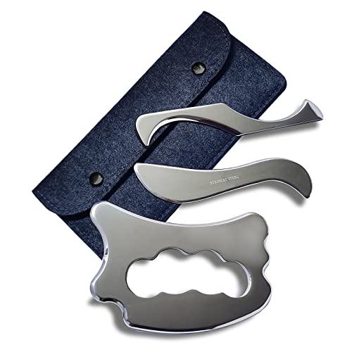 Byyddiy Stainless Steel Gua Sha Muscle Scraper Tool,Scar Tissue Tool,Physical Therapy Tools,Muscle Scraping Tool,Guasha Massage Scraper,Iastm Tools,Fascia Scraper,Soft Tissue Massage Tool(Nls) #TOP5