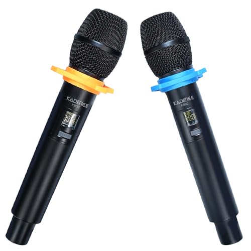 Image of Kadence KB02 Jamming Series Dual Channel UHF Wireless Mic | 2 Handheld Mic with Anti-Roll Grips | 48 Preset Frequency Range | Separate Volume Control | Ideal for Singing, Speech & Events | Black