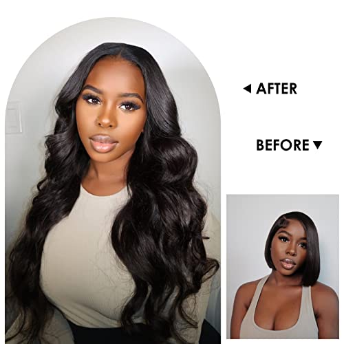 Entranced Styles Long Black Wig For Women Natural Body Wave Wig Middle Part Black Long Wavy Wigs For Girls Heat Resistant Synthetic Womens Wigs Daily Party Use #TOP3