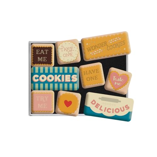 Nostalgic-Art, Set d'aimants rétro, Wonder Cookies – Cadeau pour Les nostalgiques, Décoration pour Le frigo, Design Vintage, 9 pièces