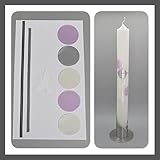 Silkes-Kerzenladen komplettes SET zum Basteln von Kommunionkerzen und Taufkerzen Motiv + Beschriftung (in Kursiv) ! MS 25k