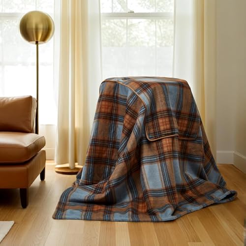 Image of FURN ASPIRE Multi-Wear Soft Stylish Lightweight Double Layered Warm Wearable Flannel Shawl /Blanket Comfy Poncho with Buttons Winter Cape for Office Home Travel Outdoors